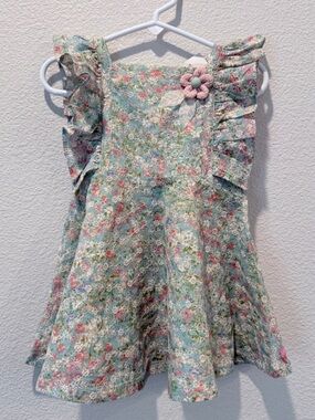 Peppermint Baby Floral Dress 12M Cottagecore Heirloom Ruffle Garden Flower Girl